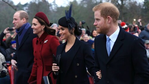 Książe William i Harry z żonami 