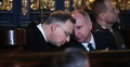 Prezydent Andrzej Duda i minister Wojciech Kolarski na pogrzebie Wandy Półtawskiej
