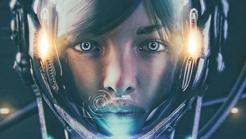 Kobieta - kosmonauta. Ilustracja poglądowa