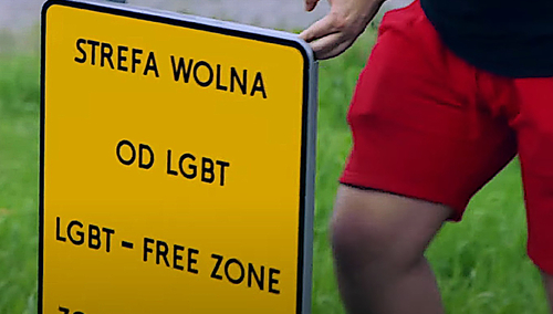 tabliczka Staszewskiego "Strefa wolna od LGBT"