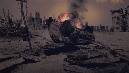 Krajobraz postapokaliptyczny. Grafika poglądowa