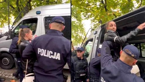 Kinga Gajewska przy radiowozie 