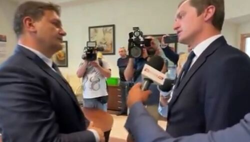 Prokurator Piotr Myszkowiec oraz poseł Sebastian Kaleta