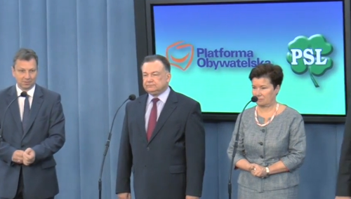 Adam Struzik podczas historycznej konferencji z PO