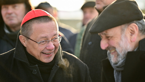 Od lewej: kard. Grzegorz Ryś, naczelny rabin Polski Michael Schudrich