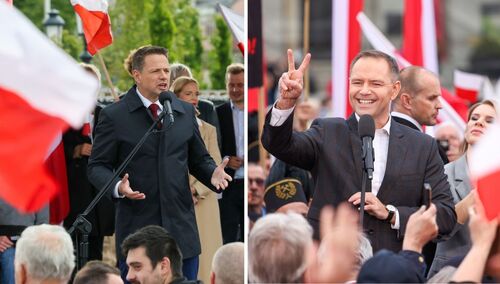 Kandydat na prezydenta Rafał Trzaskowski i Karol Nawrocki