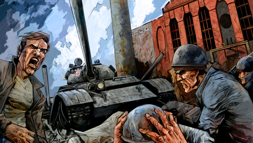 kadr z komiksu Tygodnika Solidarność o stanie wojennym