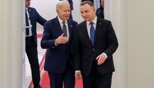 Joe Biden i Andrzej Duda w Pałacu Prezydenckim
