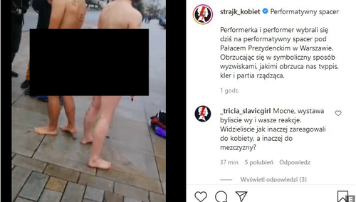 Aborcjoniści mają nowy pomysł? Naga para protestowała przed Pałacem Prezydenckim