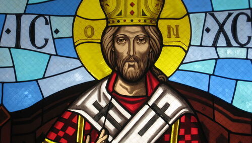 Chrystus Król. Witraż katedry w Reslindale