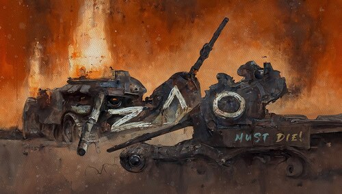 Zniszczone rosyjskie czołgi. Grafika "Zło"