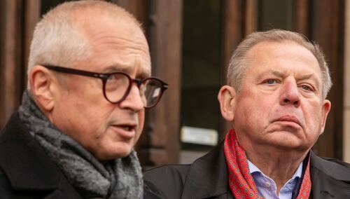 Obrońcy byłego posła Janusza Palikota: mecenas Andrzej Malicki (z prawej) i mecenas Jacek Dubois (z lewej)