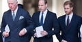 Król Karol III, książę William i książę Harry
