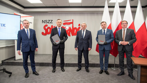 [Fotorelacja] Porozumienie programowe między Prezydentem Andrzejem Dudą a Solidarnością