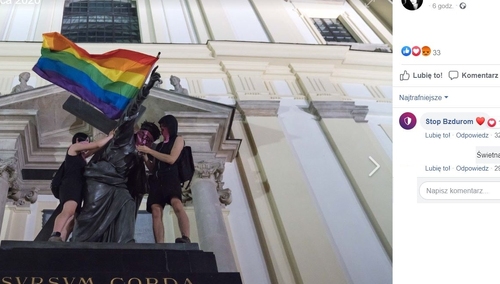 "Je.cie się" - pisali prowokatorzy LGBT. Aktorka broni prowokacji: "Tęcza nie obraża"