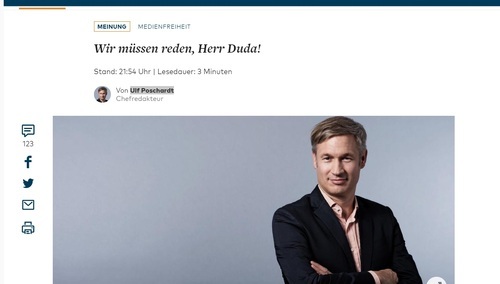 Absolutnie bezczelny tekst die Welt: "Musimy porozmawiać, Panie Duda"