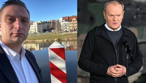 Robert Bąkiewicz (Ruch Obrony Granic)/Premier Donald Tusk
