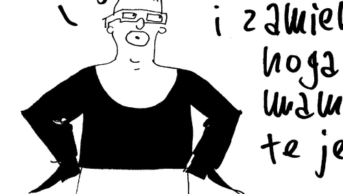 [Kliknij aby zobaczyć całość] Nowy rysunek Krysztopy: "Zamieniłom ręce z nogami"