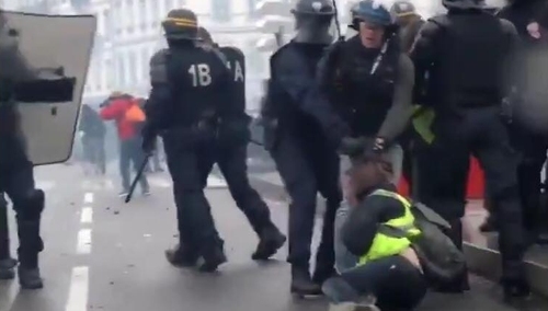 [video] Żółte kamizelki. Francuska policja pastwi się nad kobietą