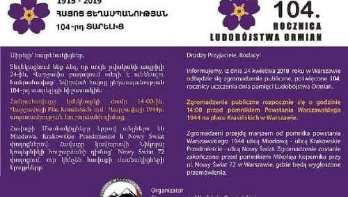 Dziś manifestacja z okazji obchodów 104. rocznicy Ludobójstwa Ormian