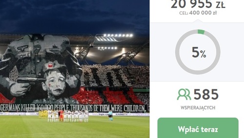 Zbiórka na karę dla Legii. Za historyczną oprawę kibiców przypominającą o niemieckich zbrodniach?