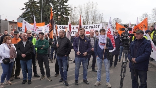 Pikieta pracowników Huty Łabędy w Gliwicach