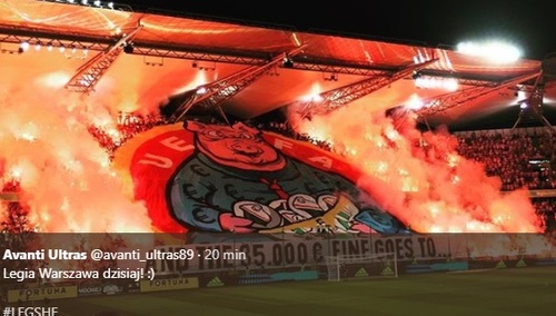 Dzisiejsza oprawa kibiców Legii "krytyczna" wobec kary UEFA