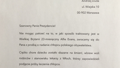 [Aktualizacja] Tygodnik Solidarność pisze petycję do A. Dudy o polskie obywatelstwo dla Alfiego Evansa!