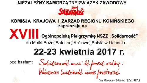 "Solidarność musi iść przed walką". XVIII Pielgrzymka Ludzi Pracy do Lichenia