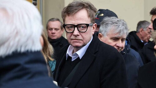 Olaf Lubaszenko na pogrzebie ojca