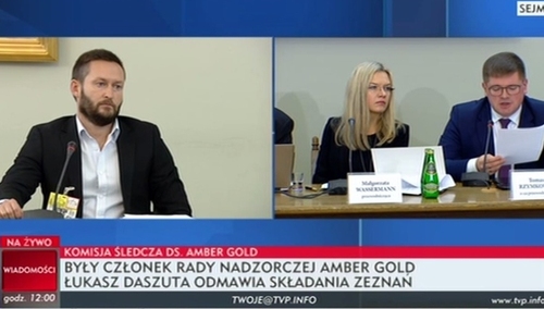 Skandal na komisji Amber Gold: Łukasz Daszuta odmawia składania zeznań. Wassermann: "To niedopuszczalne"