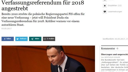 Panic: FAZ o referendum w/s nowej polskiej konstytucji: Krytycy ostrzegają przed "państwem autorytarnym"