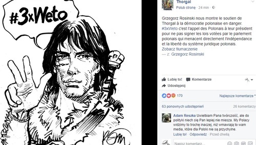 Krysztopa: "Thorgal [Grzegorz Rosiński] "walczy o demokrację". I to niestety nie jest przenośnia