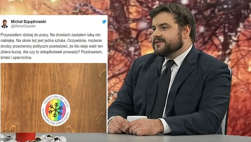 "Transofobiczny śmieć, homofobiczna spier****na". Obraźliwe naklejki na wejściu do biura polityka PiS