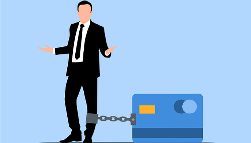 Mężczyzna, łańcuch, karta kredytowa