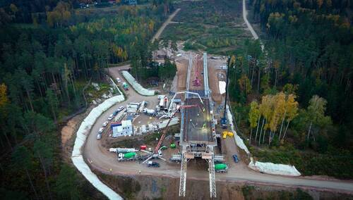 Zdjęcie z drona budowy Rail Baltica