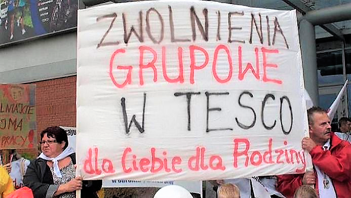 Protest podczas poprzednich zwolnień w Tesco