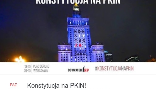 Mieli wyświetlić napis "Konstytucja" na Pałacu Kultury. A jak wyszło...sami zobaczcie