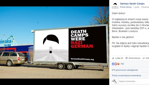 Został zakupiony mobilny billboard #GermanDeathCamps, który wyruszy pod siedzibę ZDF