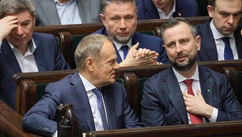 Premier Donald Tusk podczas posiedzenia Sejmu