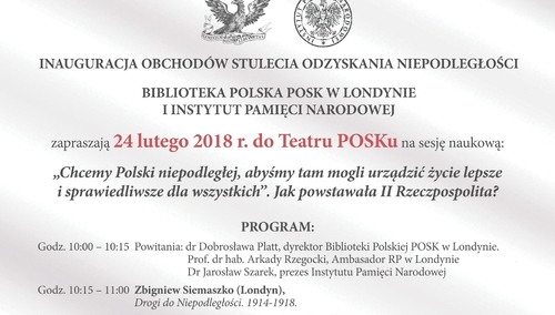 Inauguracja obchodów stulecia odzyskania niepodległości w Londynie z udziałem prezesa IPN
