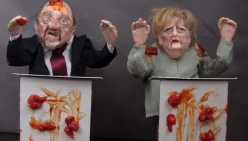 [video] Nowa animacja [!] Barbary Pieli: Pomidorowa debata Merkel i Shulza