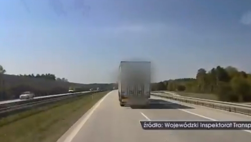 [video] Mając 5.6 promila alkoholu prowadził ciężarówkę. W kabinie znaleziono niedopitą butelkę wódki