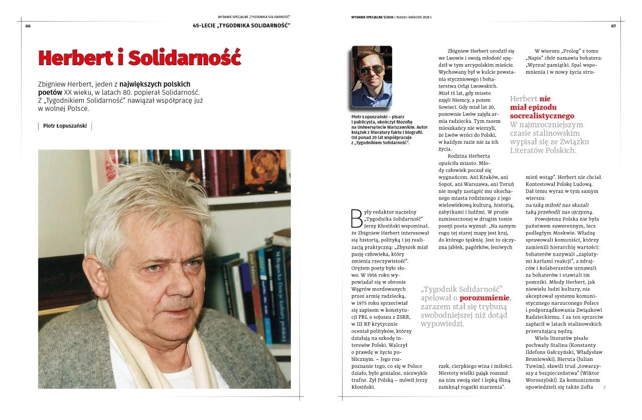 Zbigniew Herbert - jeden z mistrzów słowa na łamach "Tygodnika Solidarność"