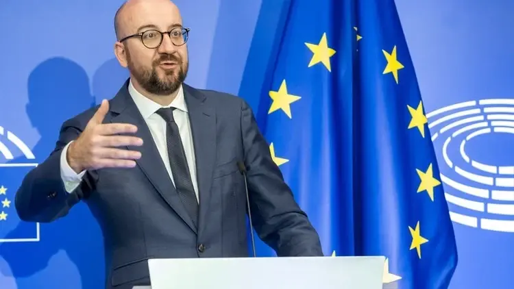 Premier Belgii Charles Michel podczas konferencji w PE