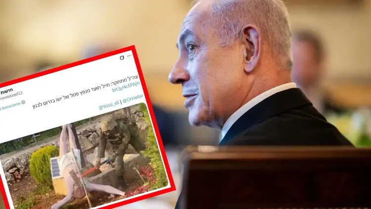 Benjamin Netanjahu, zdjęcie żołnierza niszczącego krzyż