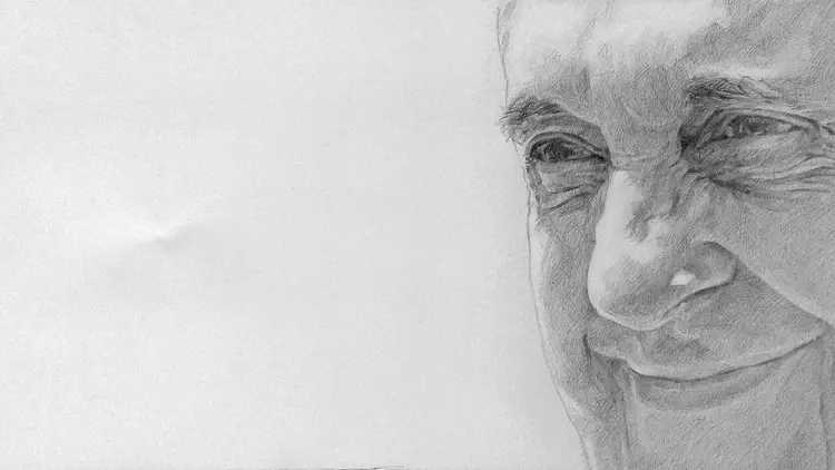 rysunek ołówkiem przedstawiający wizerunek papieża Franciszka