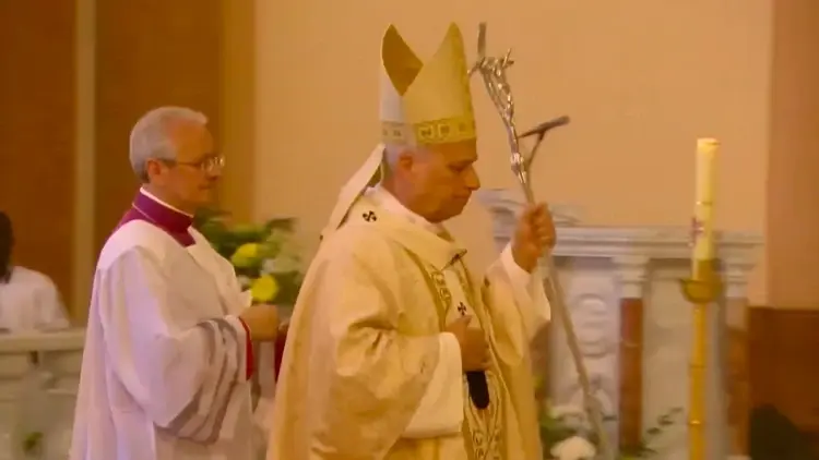 Papież Leon XIV w czasie Mszy św. w Mongomo, Gwinea Równikowa