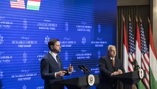 J. D. Vance i Viktor Orban na konferencji prasowej w Budapeszcie