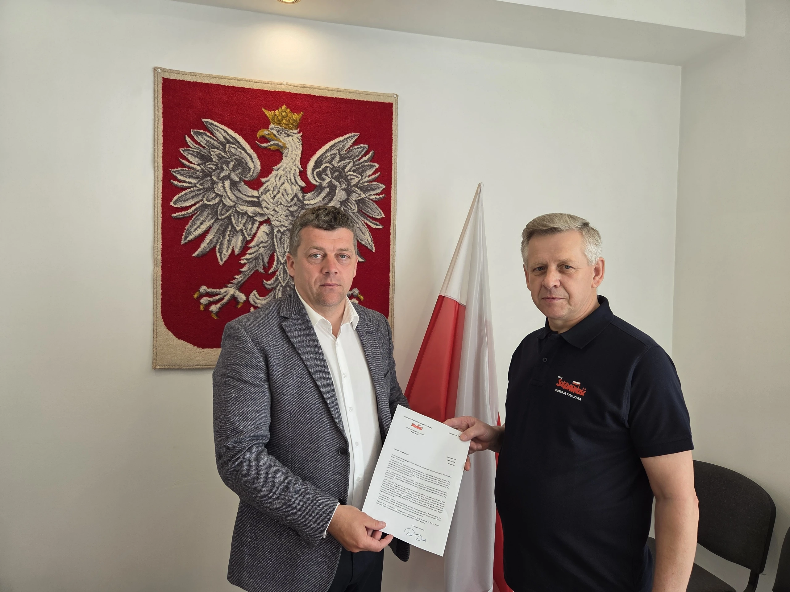 Związkowiec Krzysztof Kotowicz i senator Wiktor Durlak